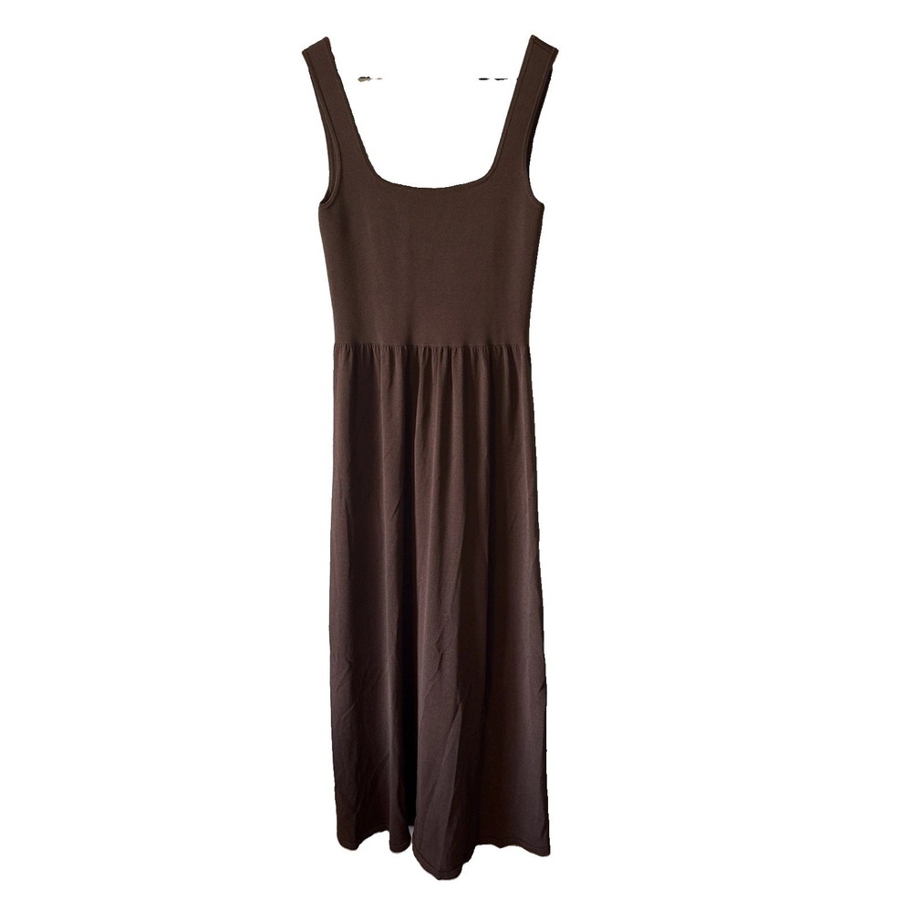 Matteau Brown Sleeveless Micro Ribbed Maxi Women's Tank Dress Size 4